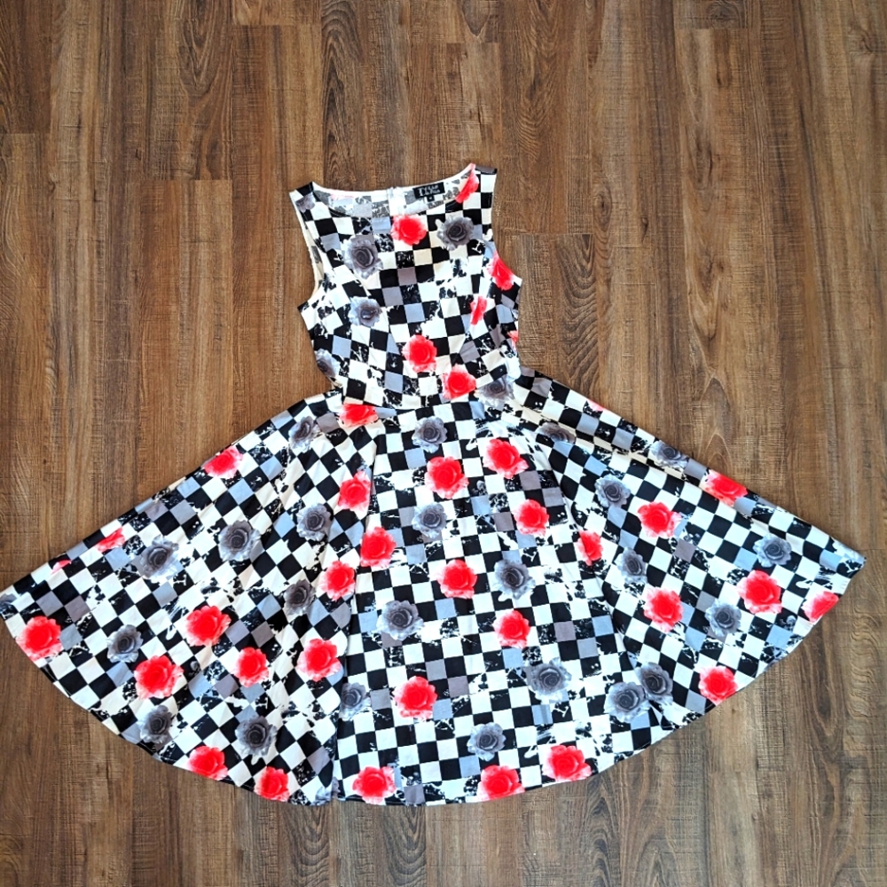 Retro Boat neck Swing Dress, M